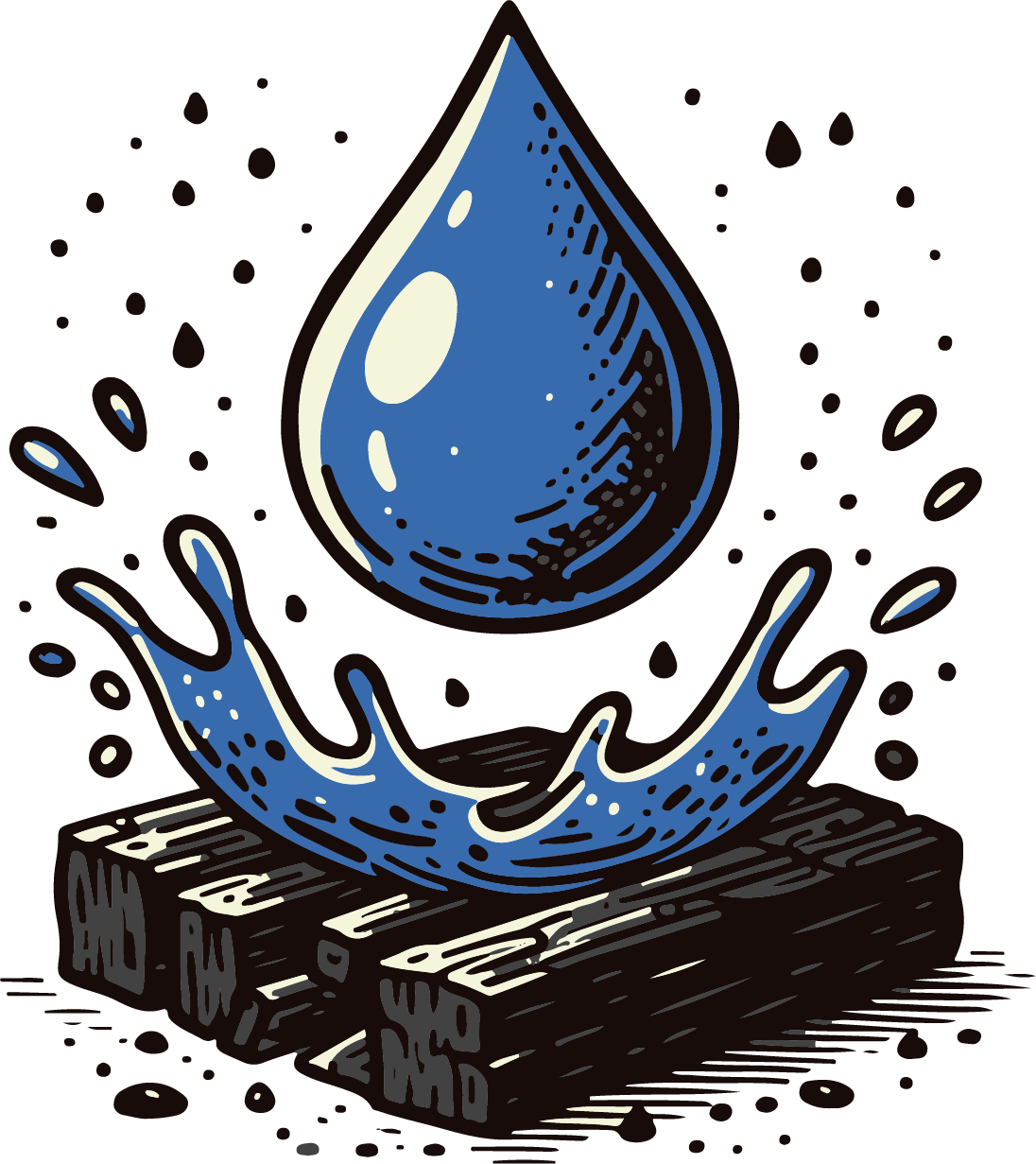 Illustrazione di biochar e acqua per le proprietà di ritenzione idrica